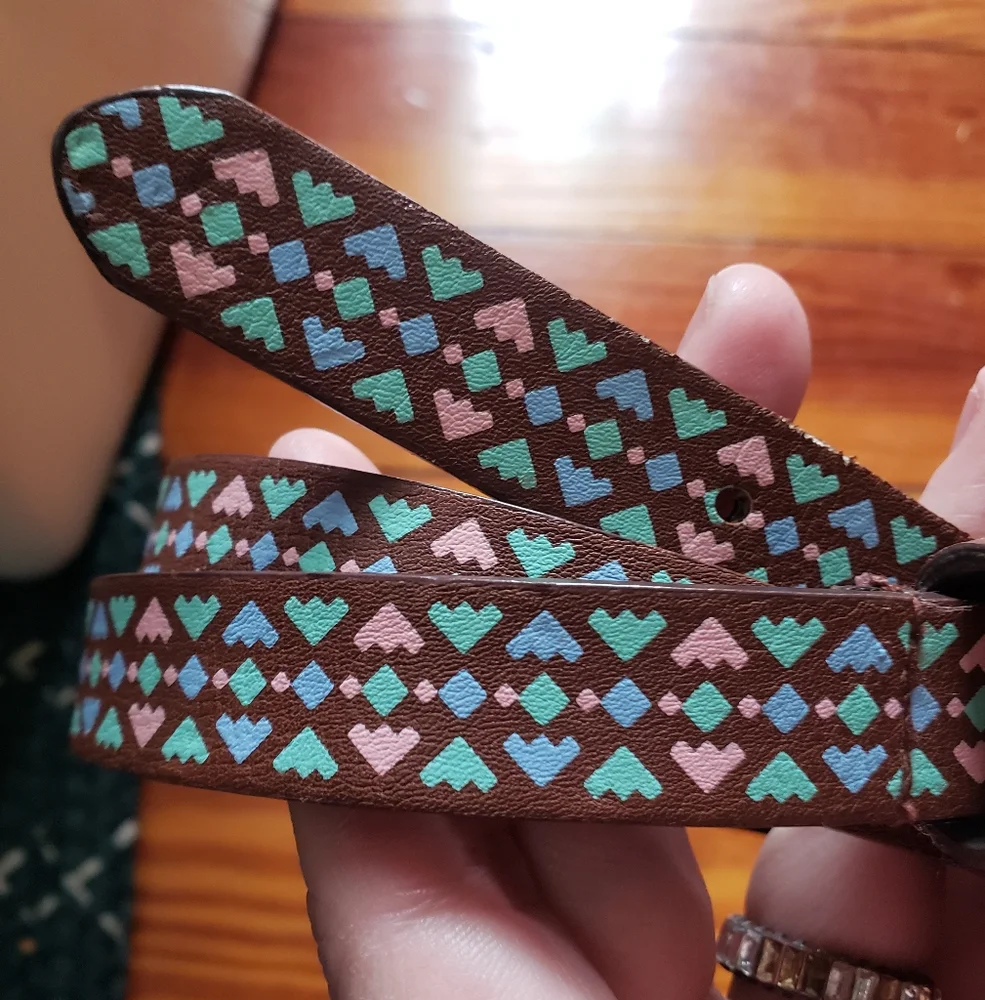 Kids Girls Brown Faux Leather Pastel Tribal Pattern Belt 5 5T 6 6X
